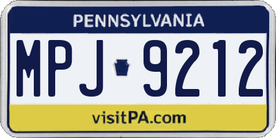 PA license plate MPJ9212