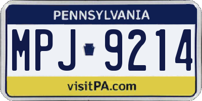 PA license plate MPJ9214