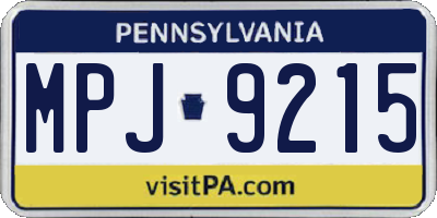 PA license plate MPJ9215