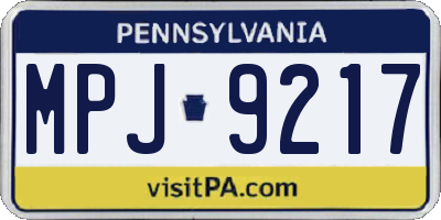 PA license plate MPJ9217