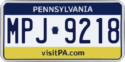 PA license plate MPJ9218