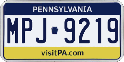 PA license plate MPJ9219