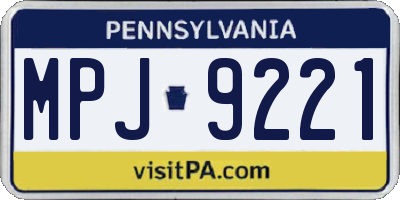 PA license plate MPJ9221