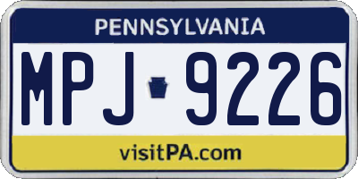PA license plate MPJ9226