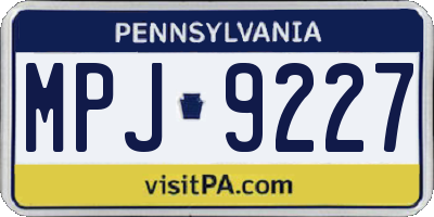 PA license plate MPJ9227