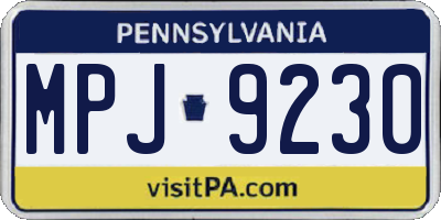 PA license plate MPJ9230