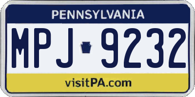 PA license plate MPJ9232