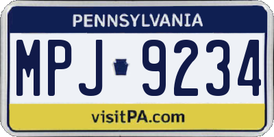 PA license plate MPJ9234