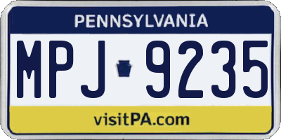 PA license plate MPJ9235