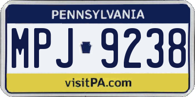 PA license plate MPJ9238