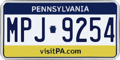 PA license plate MPJ9254