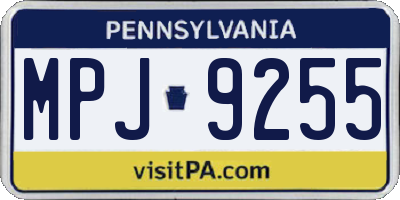 PA license plate MPJ9255