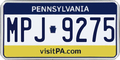 PA license plate MPJ9275