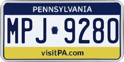 PA license plate MPJ9280