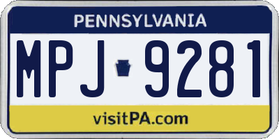 PA license plate MPJ9281