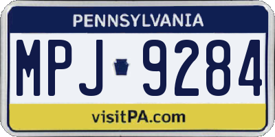 PA license plate MPJ9284