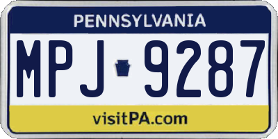 PA license plate MPJ9287