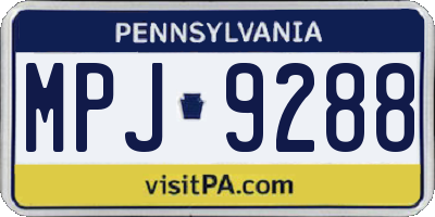 PA license plate MPJ9288