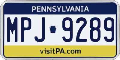 PA license plate MPJ9289