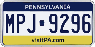 PA license plate MPJ9296