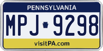PA license plate MPJ9298