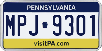 PA license plate MPJ9301