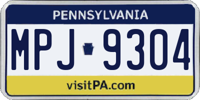 PA license plate MPJ9304