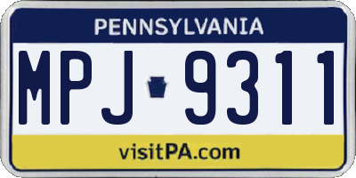 PA license plate MPJ9311