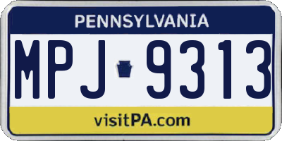 PA license plate MPJ9313