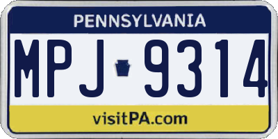 PA license plate MPJ9314