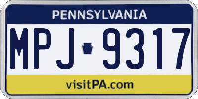 PA license plate MPJ9317