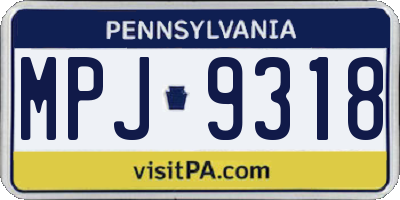PA license plate MPJ9318