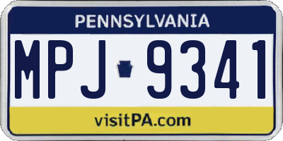 PA license plate MPJ9341
