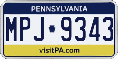 PA license plate MPJ9343