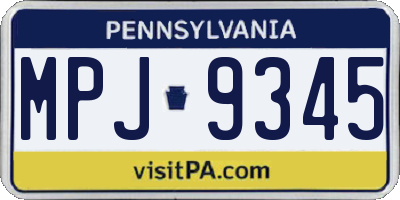 PA license plate MPJ9345