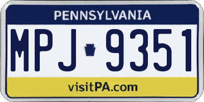 PA license plate MPJ9351