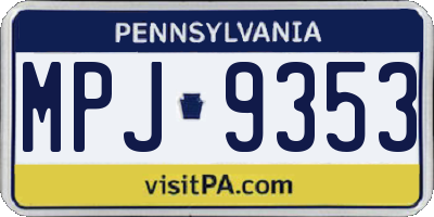 PA license plate MPJ9353