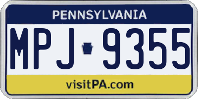 PA license plate MPJ9355