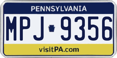 PA license plate MPJ9356