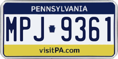 PA license plate MPJ9361