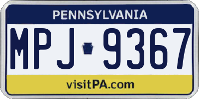 PA license plate MPJ9367