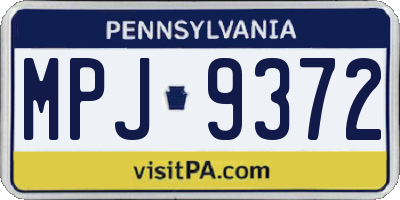 PA license plate MPJ9372