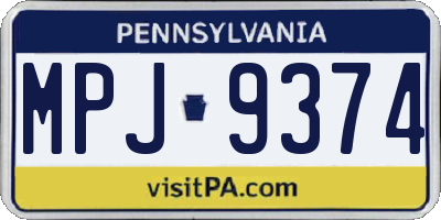 PA license plate MPJ9374