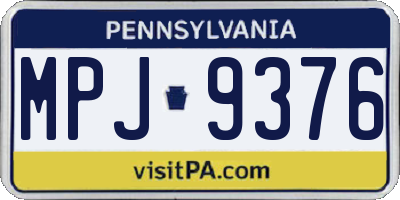 PA license plate MPJ9376