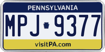 PA license plate MPJ9377