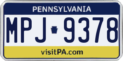 PA license plate MPJ9378