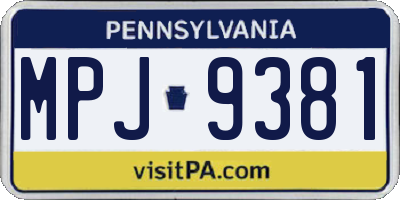 PA license plate MPJ9381