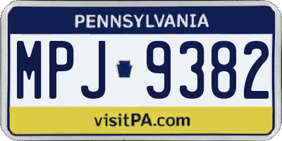 PA license plate MPJ9382