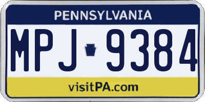 PA license plate MPJ9384