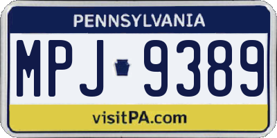 PA license plate MPJ9389
